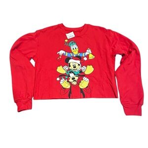 Disney Mickey & Friends Characters Christmas Crop‎ Sweatshirt  Women’s Small